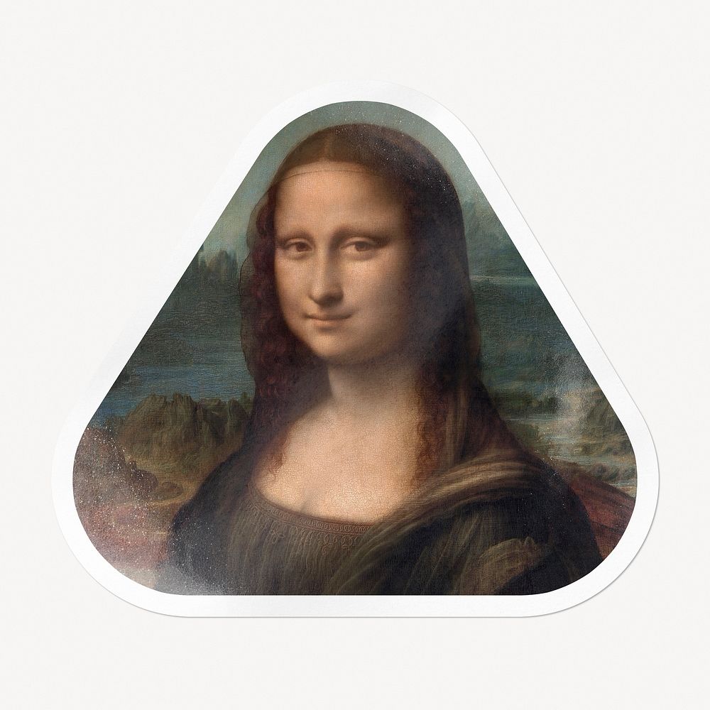 Mona Lisa by Da Vinci, painting clipart in triangle shape outline, remixed by rawpixel.
