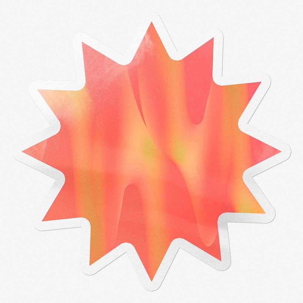 Neon orange gradient sticker, starburst white border label