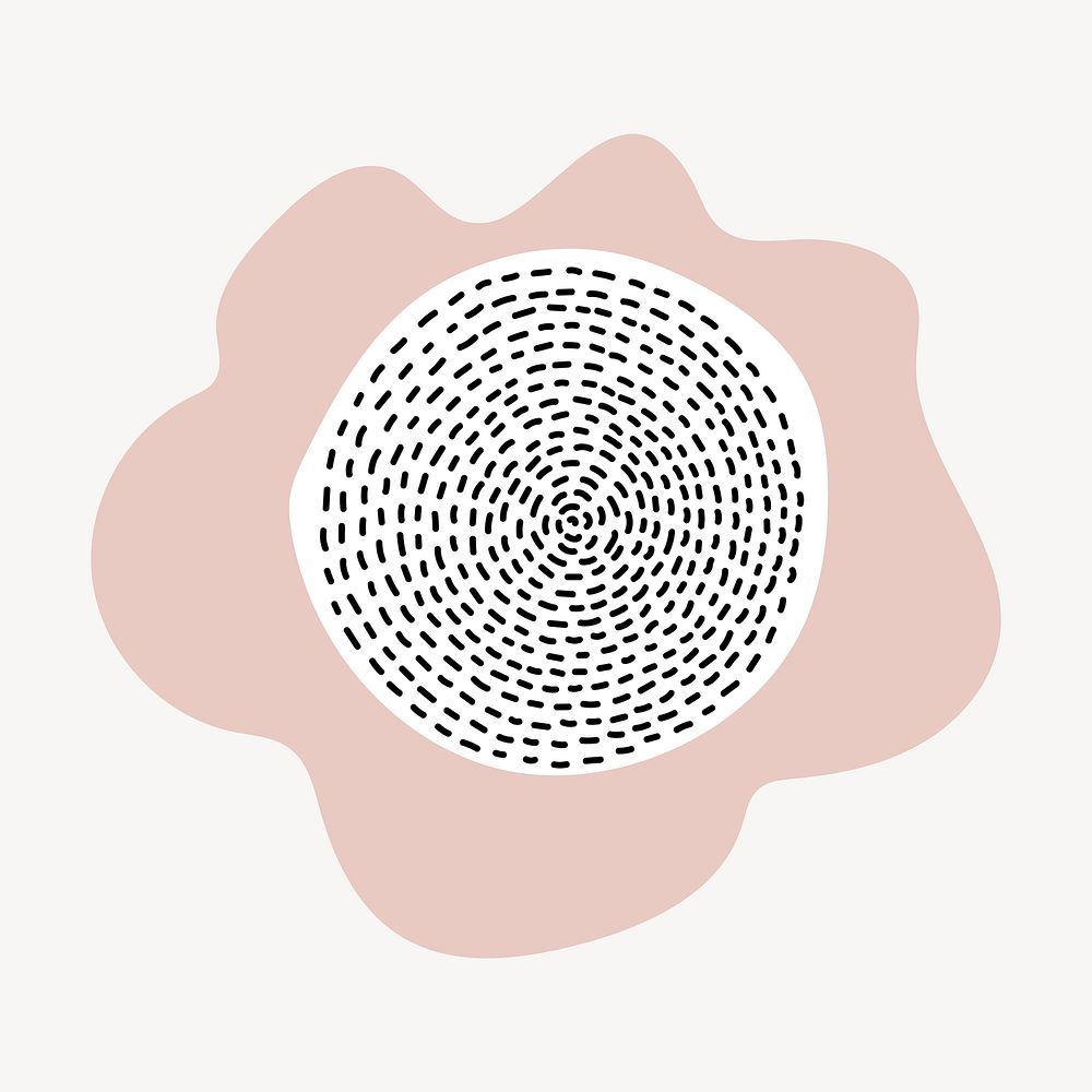 Pink flower doodle sticker, abstract botanical aesthetic vector