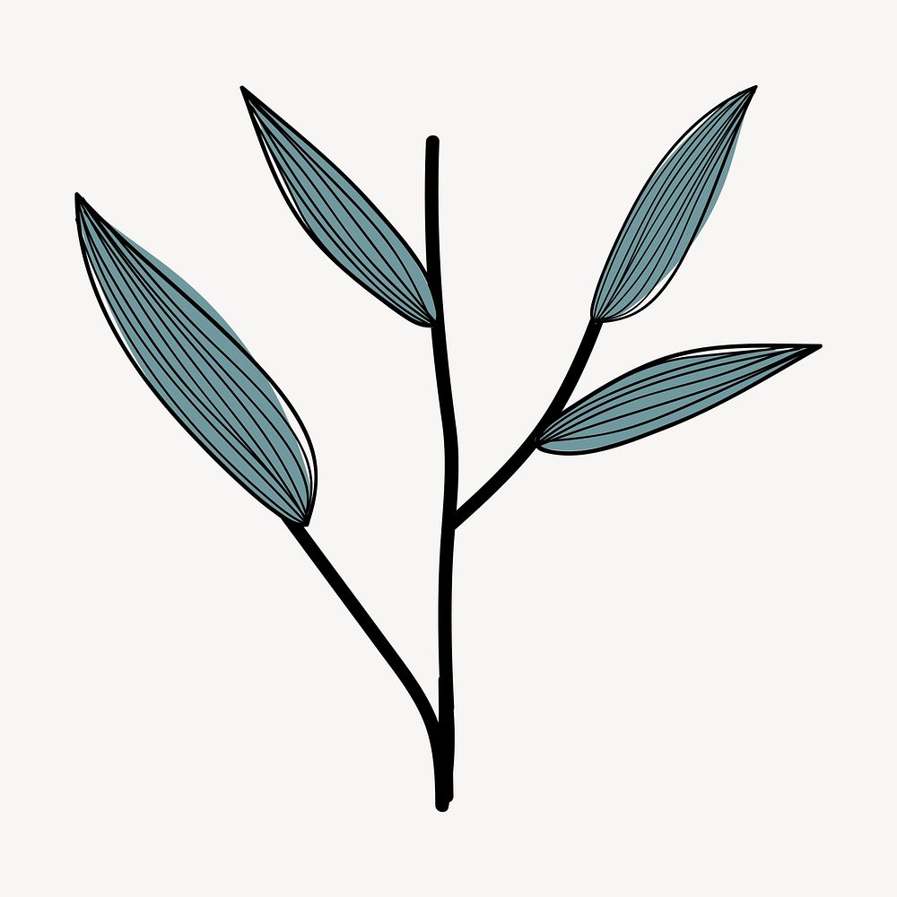 Leaf branch sticker, aesthetic botanical doodle vector