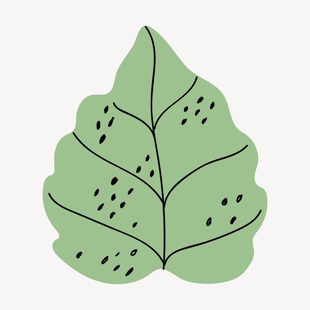 Aesthetic leaf sticker, botanical doodle vector