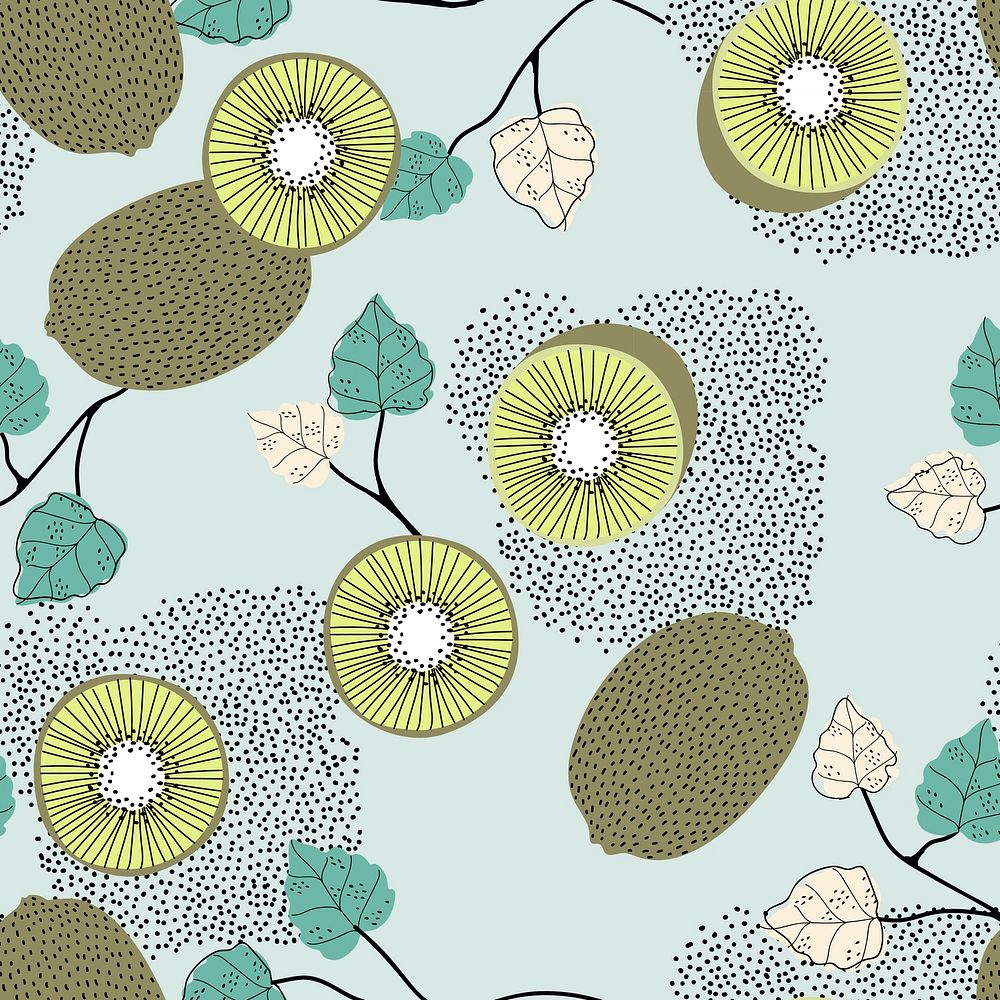 Kiwi pattern background, aesthetic fruit doodle vector