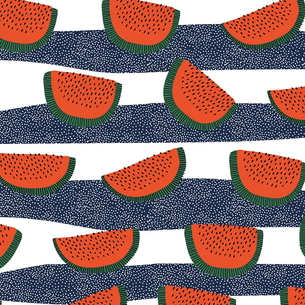 Watermelon pattern background, aesthetic fruit doodle vector
