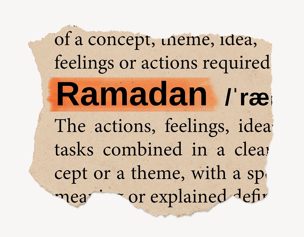 Ramadan ripped dictionary, editable word collage element psd