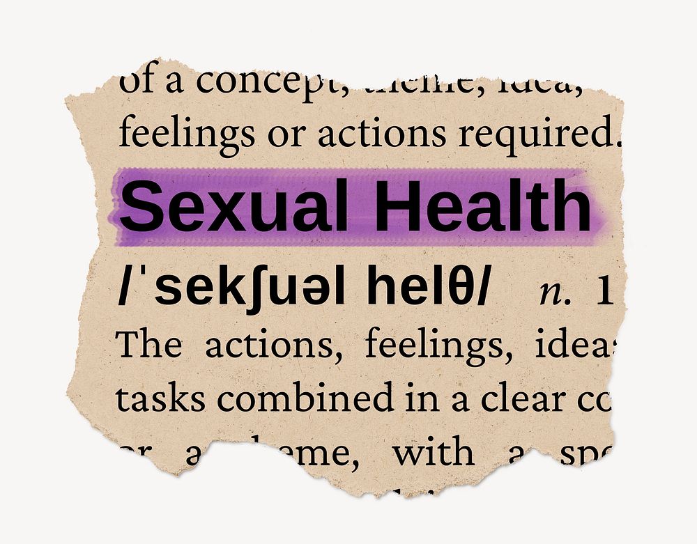 Sexual health dictionary word, vintage ripped paper design
