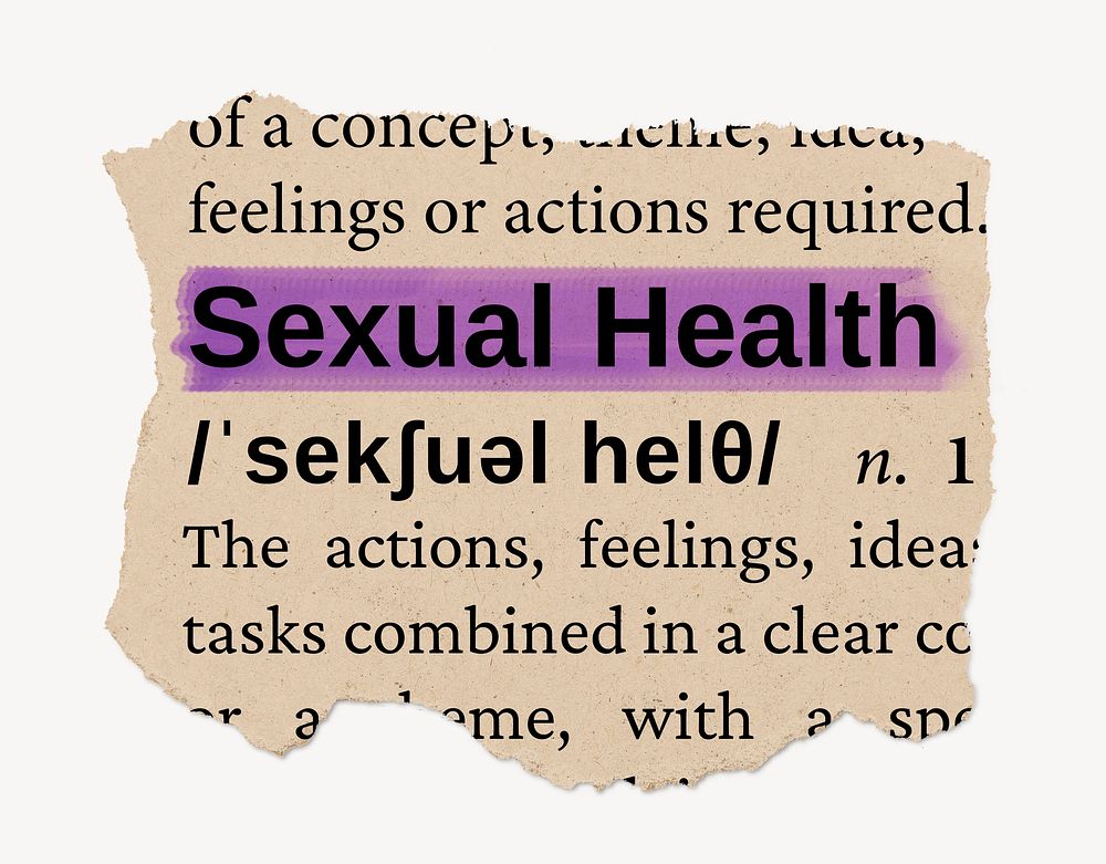 Sexual health ripped dictionary, editable word collage element psd