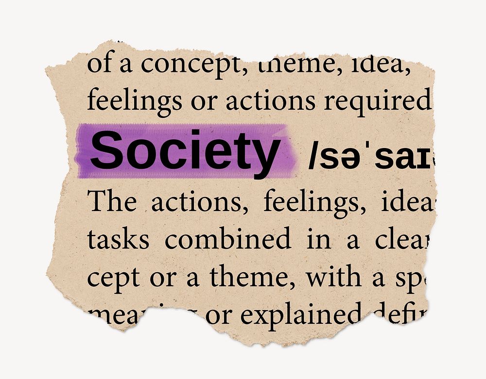 Society dictionary word, vintage ripped paper design