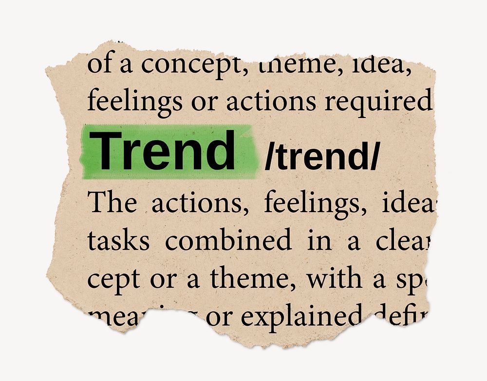 Trend dictionary word, vintage ripped paper design