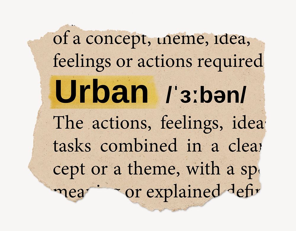 Urban ripped dictionary, editable word collage element psd