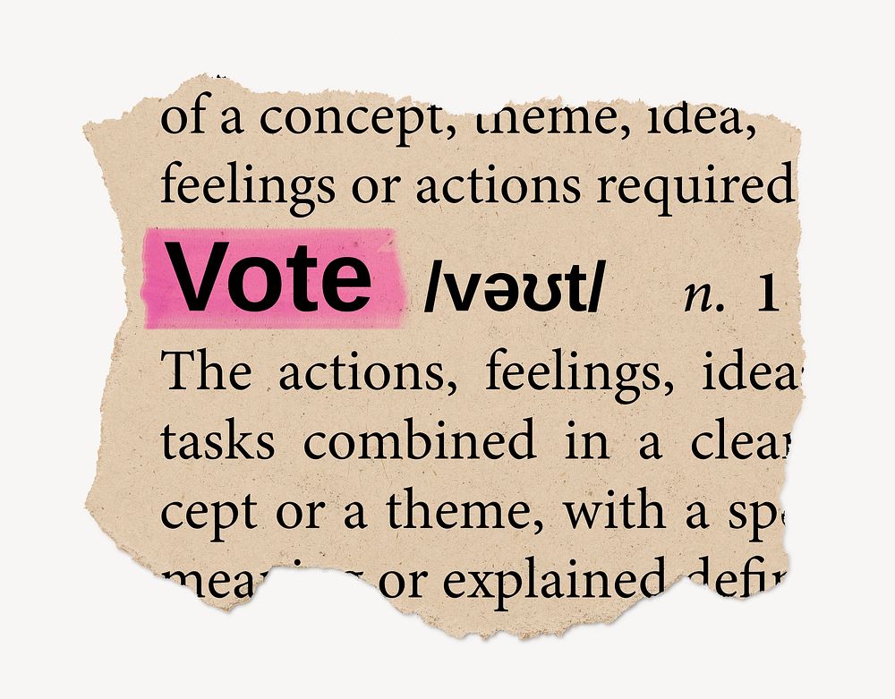 Vote ripped dictionary, editable word collage element psd