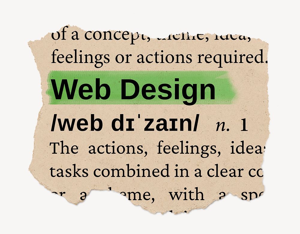 Web design ripped dictionary, editable word collage element psd