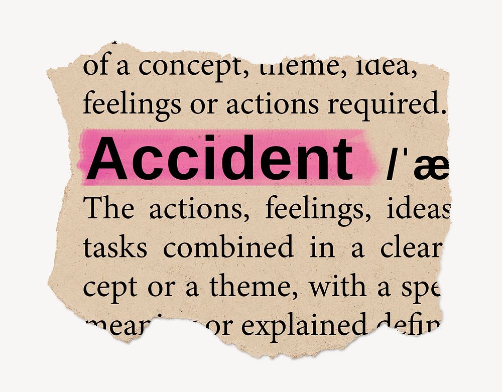 Accident dictionary word, vintage ripped paper design