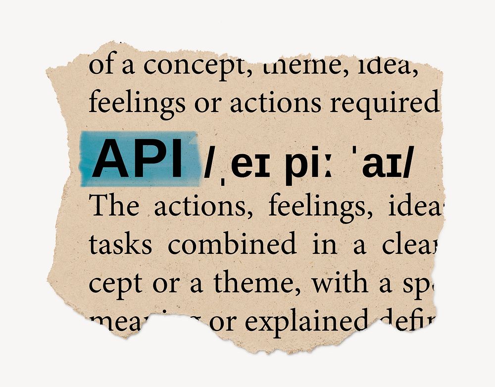 API ripped dictionary, editable word collage element psd