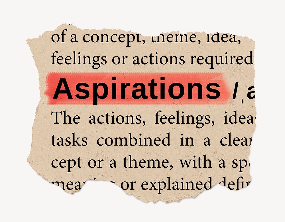 Aspirations dictionary word, vintage ripped Free Photo rawpixel