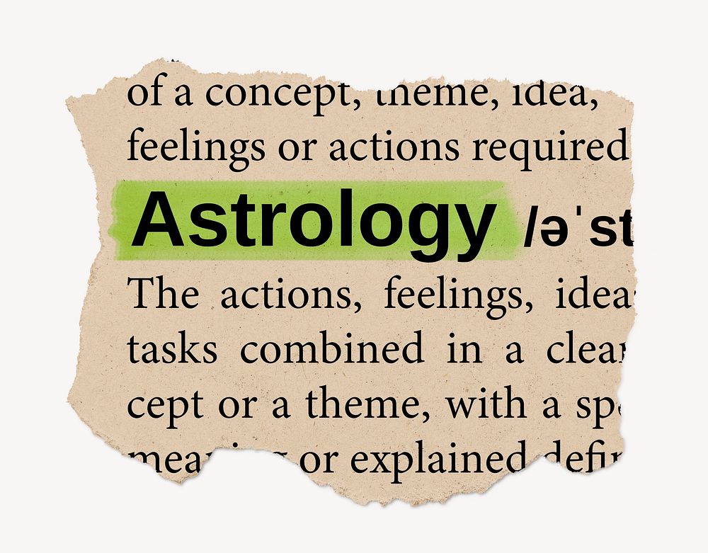 Astrology dictionary word, vintage ripped paper design