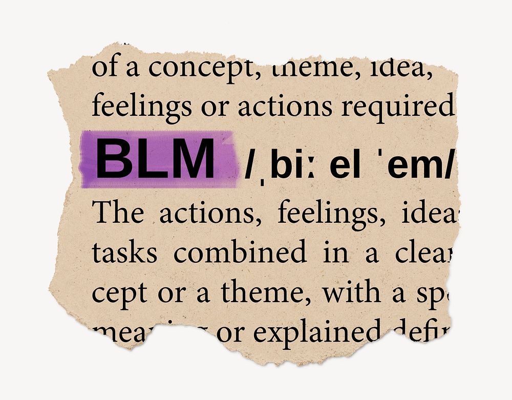 BLM ripped dictionary, editable word collage element psd
