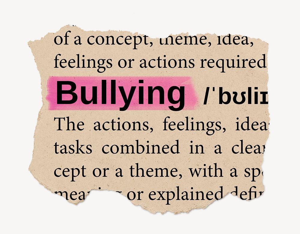 Bullying ripped dictionary, editable word collage element psd