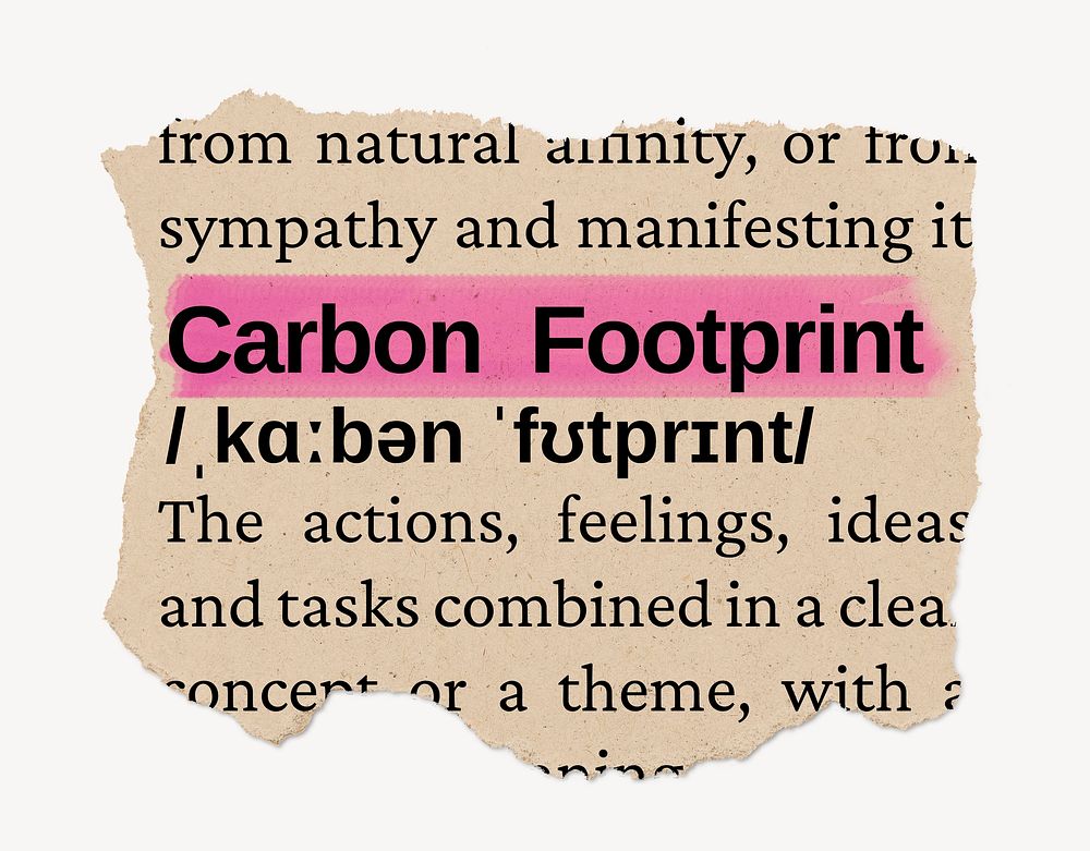 Carbon footprint ripped dictionary, editable word collage element psd
