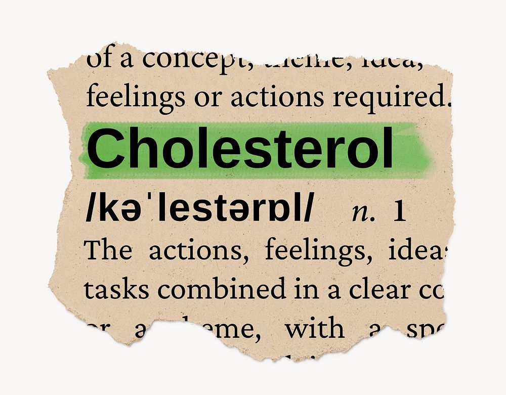 Cholesterol ripped dictionary, editable word collage element psd