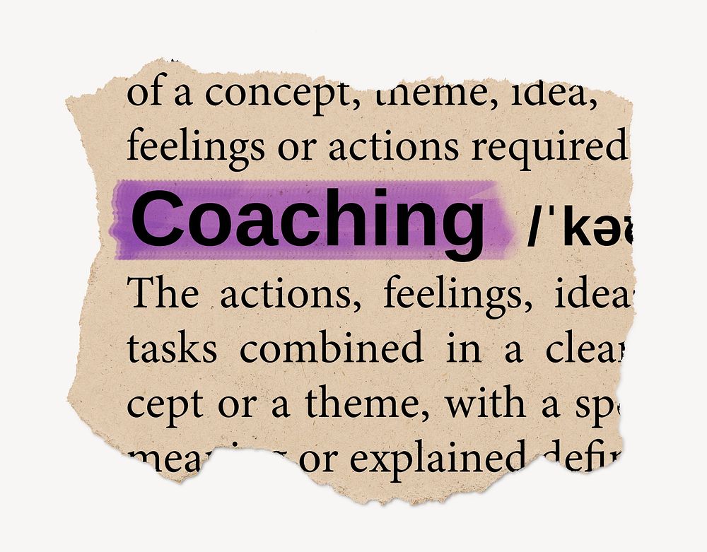Coaching ripped dictionary, editable word collage element psd