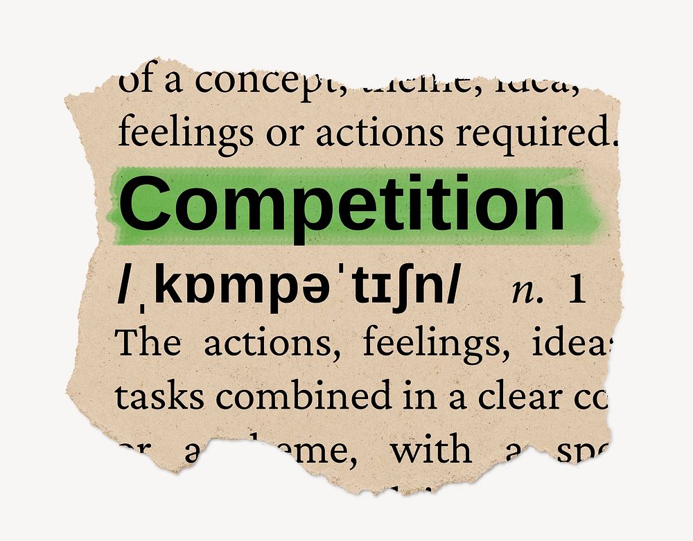 Competition dictionary word, vintage ripped paper design