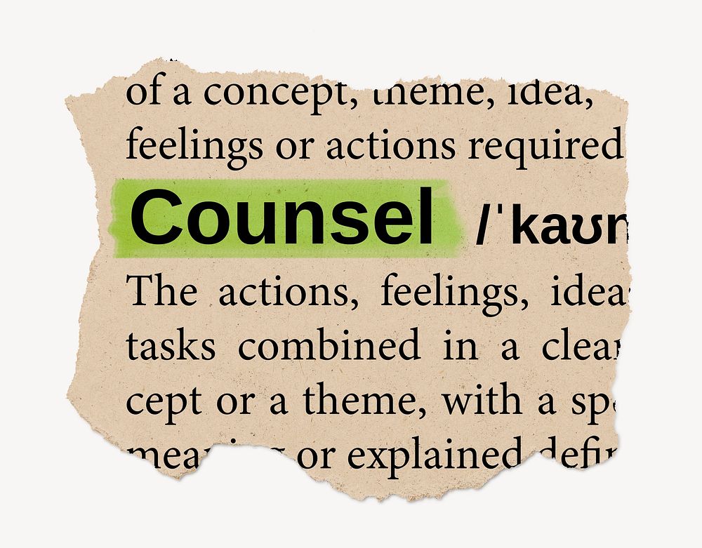 Counsel ripped dictionary, editable word collage element psd