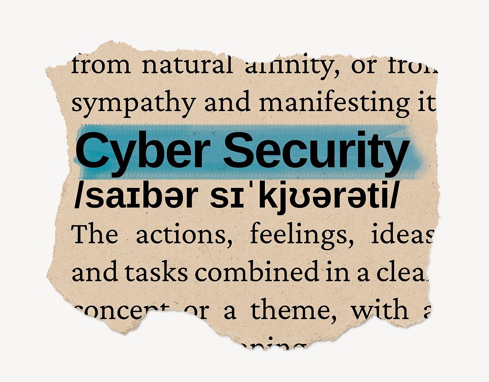 Cyber security ripped dictionary, editable word collage element psd