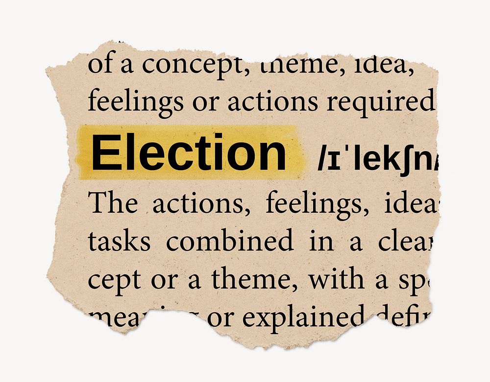 Election dictionary word, vintage ripped paper design