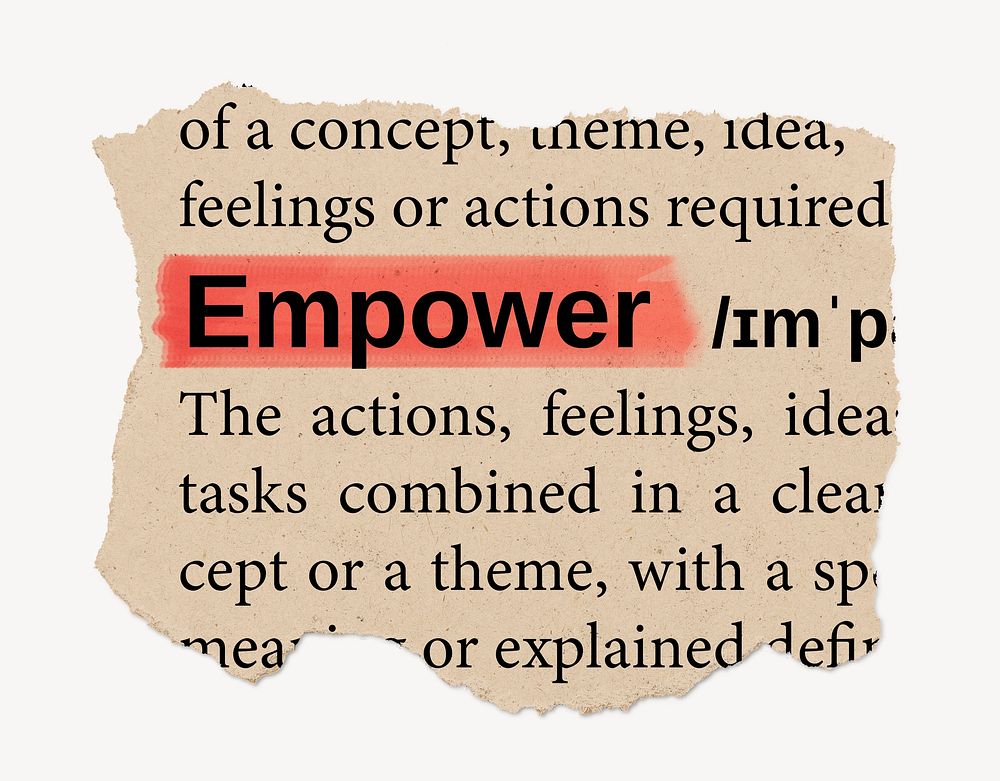 Empower ripped dictionary, editable word collage element psd
