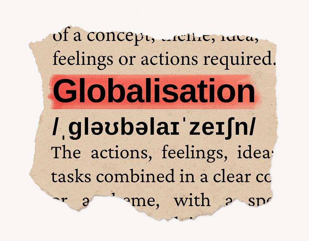 Globalisation ripped dictionary, editable word Free PSD rawpixel