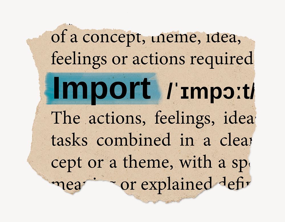 Import ripped dictionary, editable word collage element psd