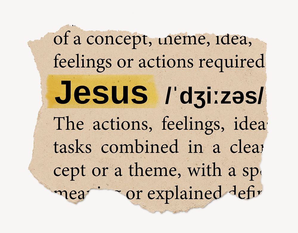 Jesus ripped dictionary, editable word collage element psd