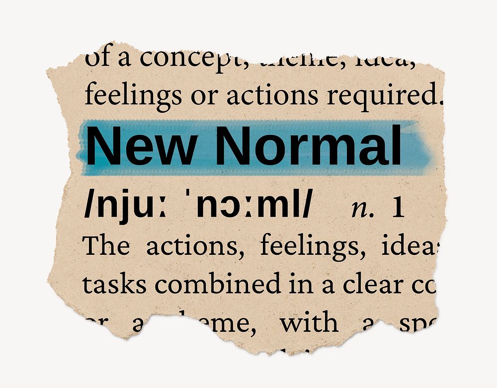 New normal ripped dictionary, editable word collage element psd