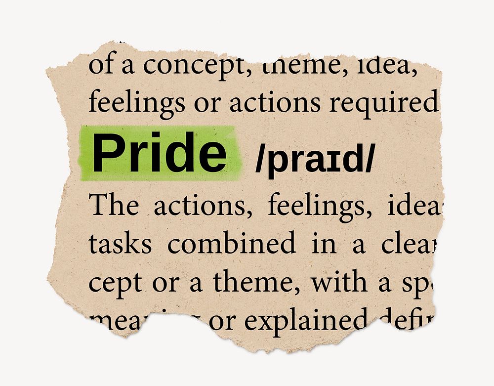 Pride ripped dictionary, editable word collage element psd