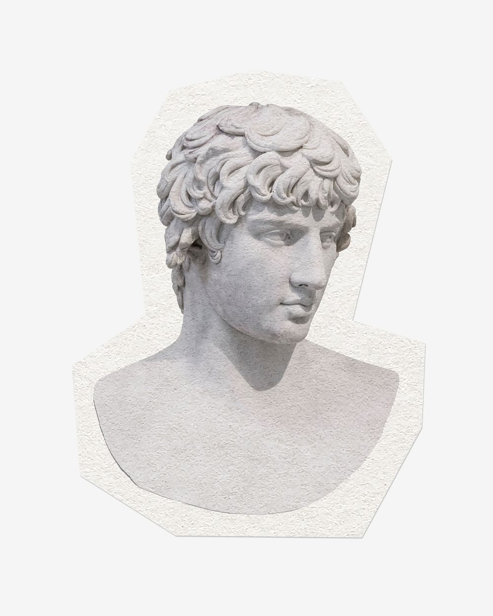 Antinous statue, cut out paper design, off white graphic