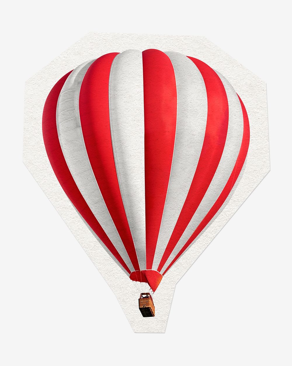 Red & white hot air balloon, cut out paper, off white design
