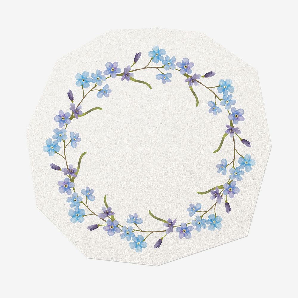 Flower frame badge, cut out paper design, off white graphic