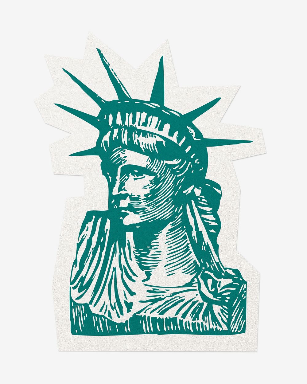 Statue of Liberty, cut out paper design, off white graphic