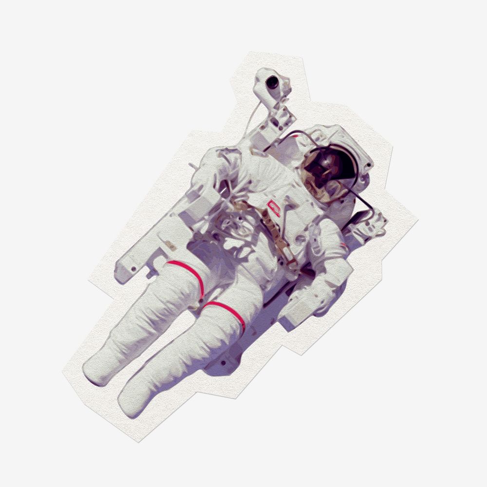 Astronaut, cut out paper design, off white graphic