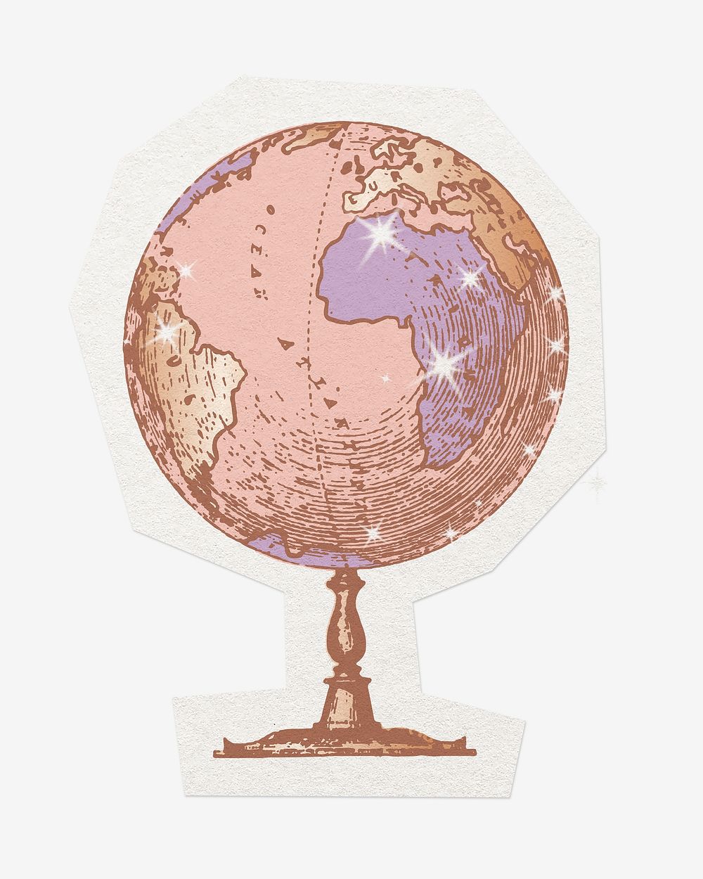 Aesthetic globe, cut out paper design, off white graphic