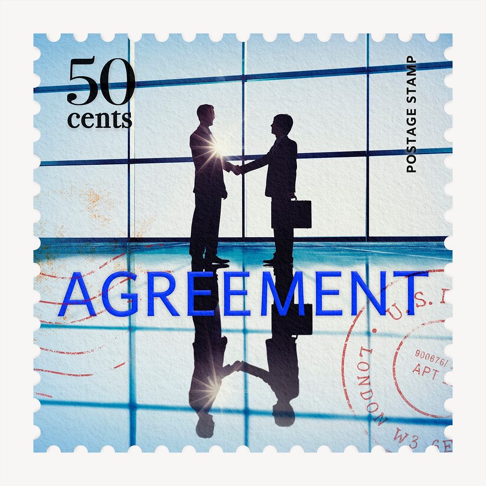 Business agreement postage stamp sticker,  stationery psd