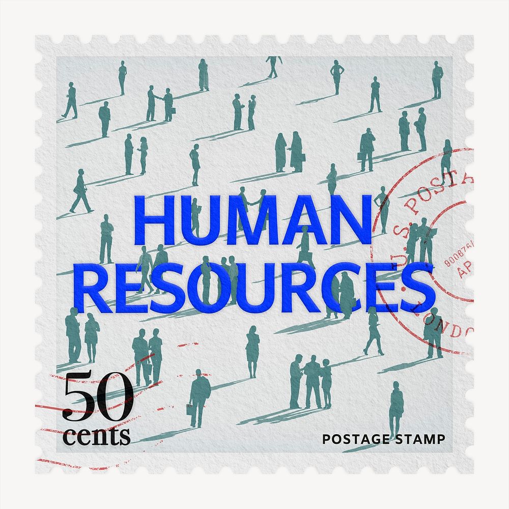 Human resources postage stamp, business stationery collage element