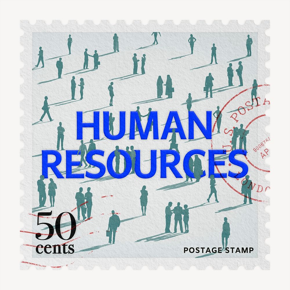 Human resources postage stamp sticker, business stationery psd