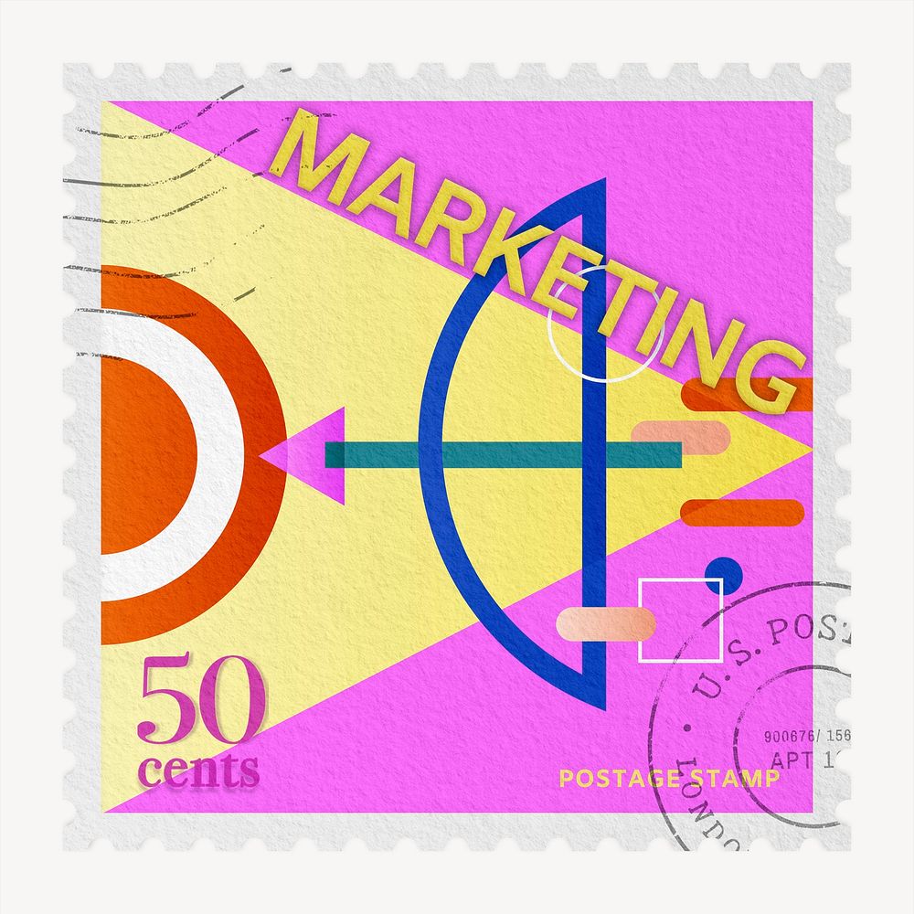 Marketing postage stamp sticker, business stationery psd