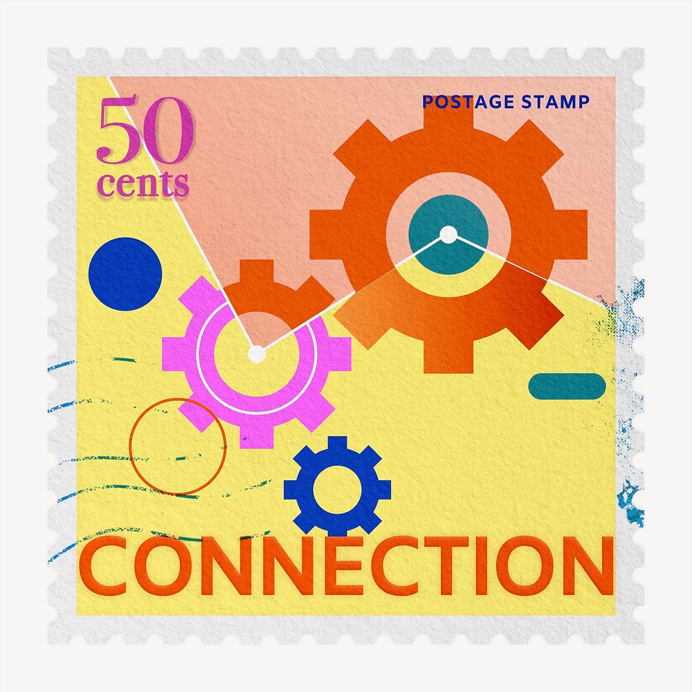 Connection postage stamp, business stationery collage element