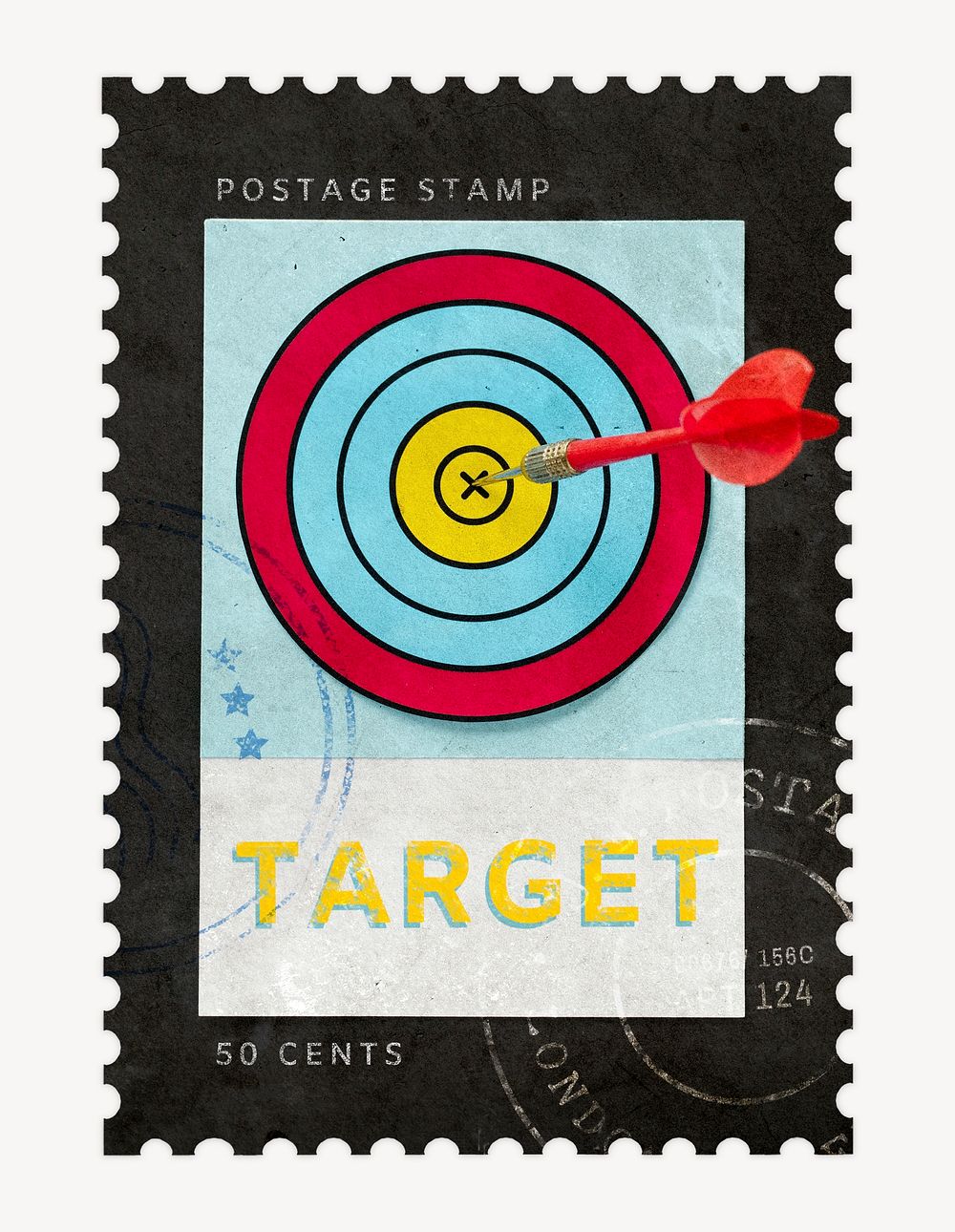 Target postage stamp sticker, business stationery psd