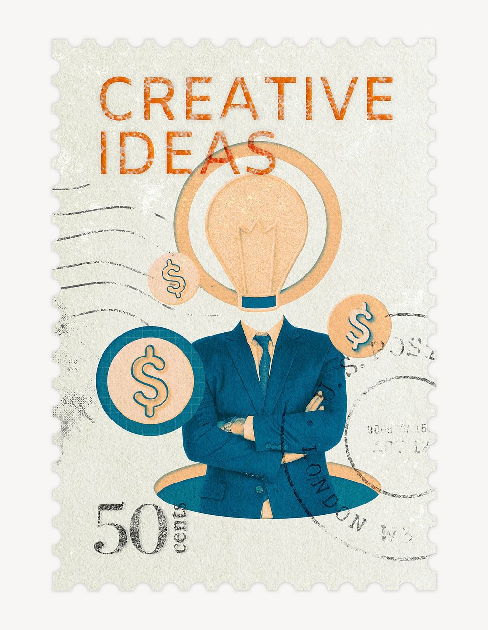 Creative ideas postage stamp sticker, business stationery psd