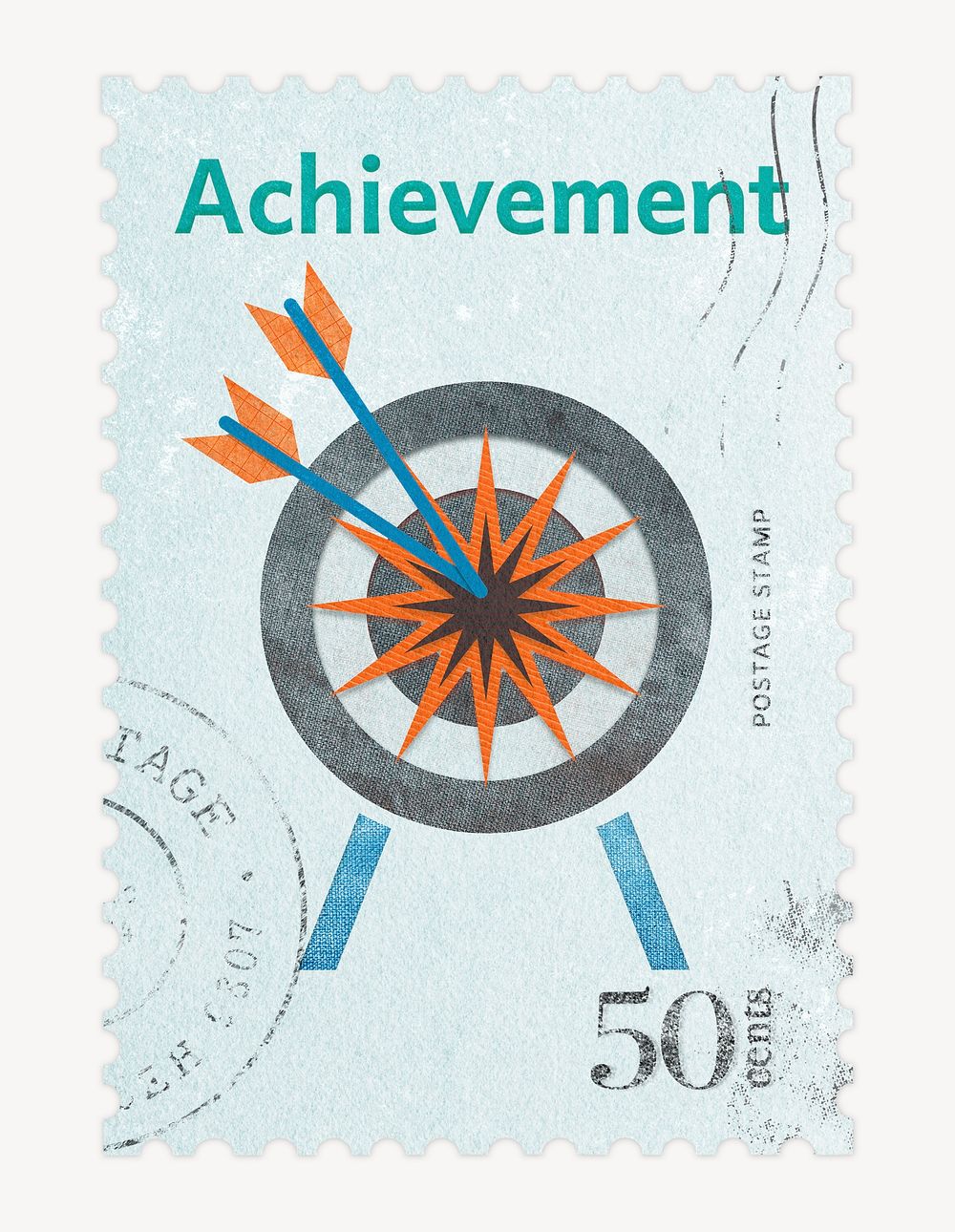 Achievement postage stamp sticker, business stationery psd