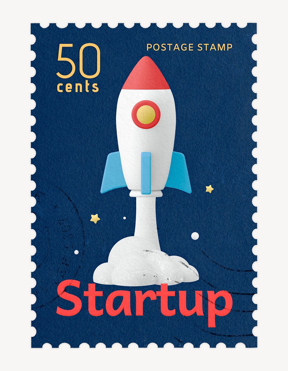 Startup postage stamp sticker, business stationery psd