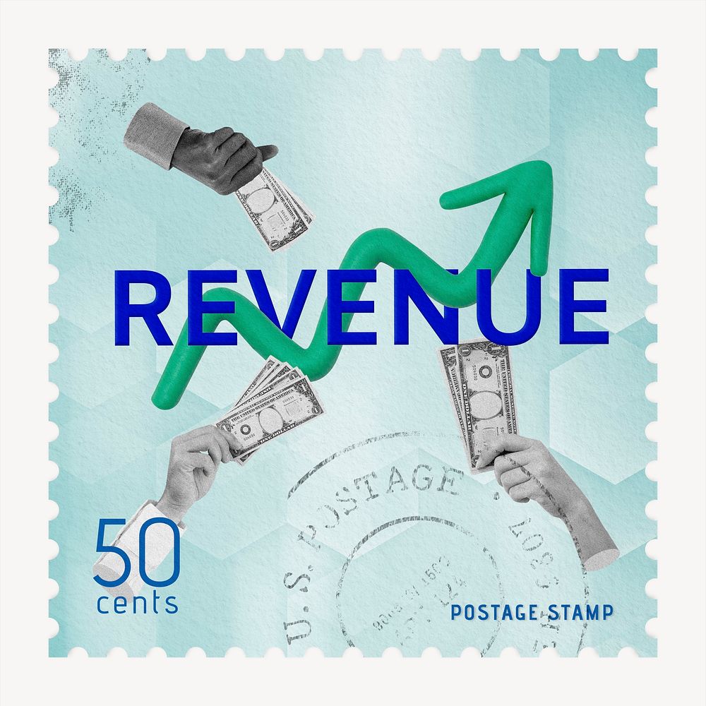 Revenue postage stamp sticker, business stationery psd